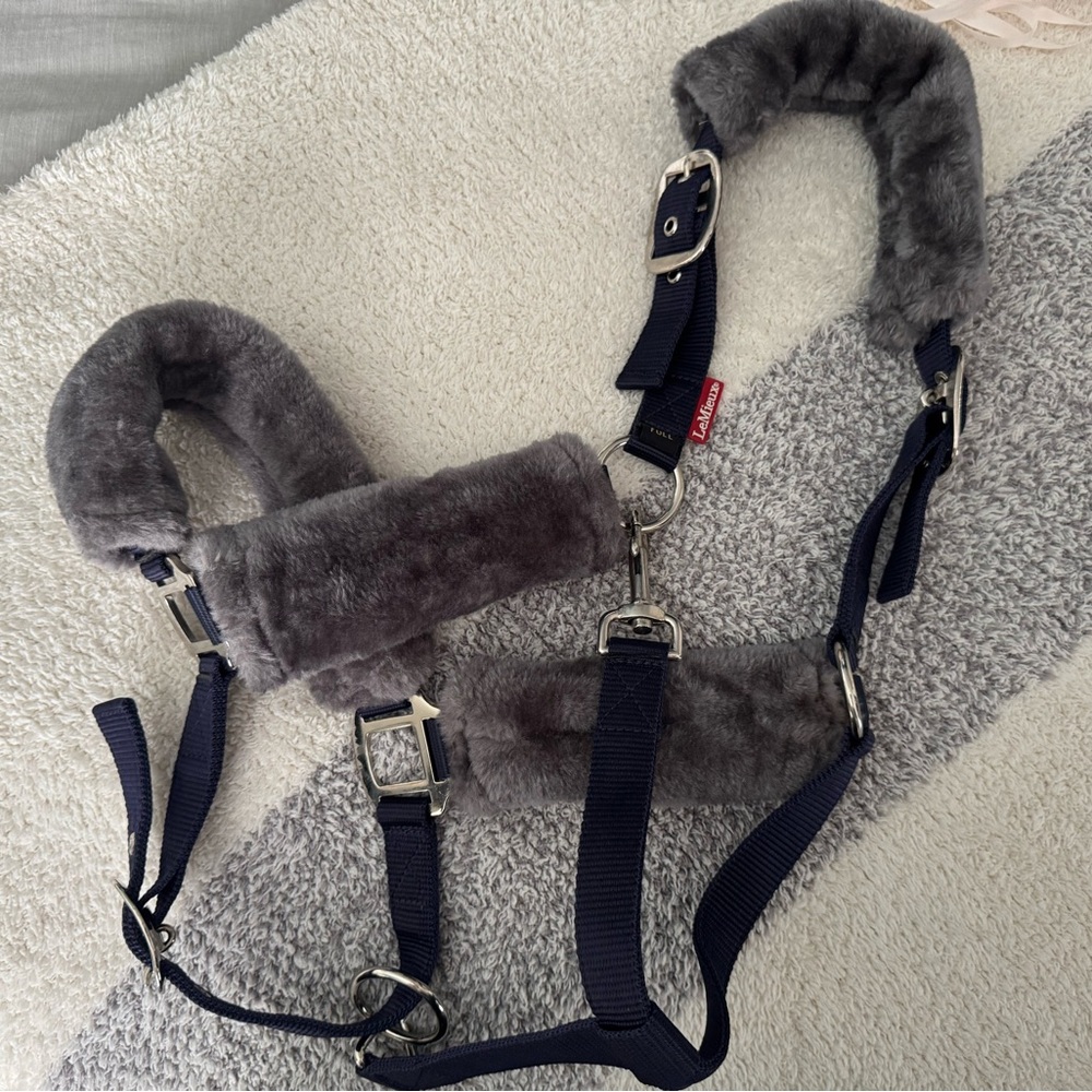 LeMieux Gray and Blue  Fuzzy Horse Halter